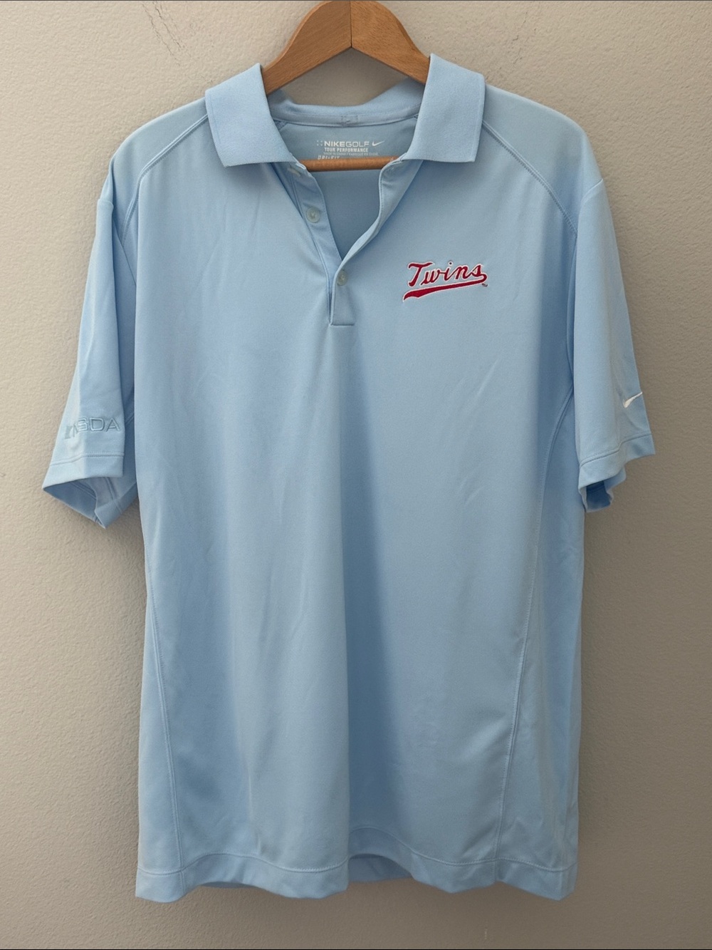 Nike Golf Light Blue Polo Minnesota "Twins" Script Size Large Drifit